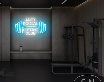 Anti Social Lifting Club Neon Sign,Custom Gym Sign,Weight Lifting Sign,Home Gym Sign,Fitness Wall Decor,Gym Club Wall Art Decor