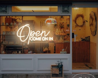 Open Come On In Leuchtreklame, Open LED-Schild für Restaurant Bar Shop Store, Storefront Open Sign, Willkommensschild