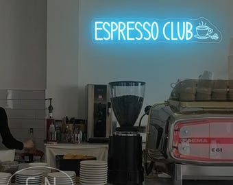 Espresso Club Leuchtreklame, Espresso Leuchtreklame, Kaffee-LED-Neon, Frühstücksbar-Schild, Cafe Bar Dekor, Cafe Eckwanddekor, Weihnachtsgeschenke