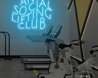 Anti Social Lifting Club Leuchtreklame Gewichtheben Zeichen Fitnessstudio Leuchtreklame Workout Gym Wand-Dekor Haus-Fitness-Wand-Dekor