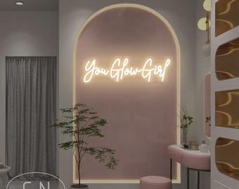 You Glow Girl Neon Leuchtreklame, benutzerdefinierte Salon Beauty Room Leuchtreklame, Mädchenzimmer Dekor, Beauty Salon Decor, personalisiertes Geschenk für sie