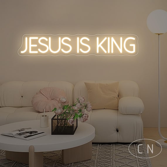 Jesus is king Neon Sign Jesus Led Light Easter Neon Sign Christian Decor Faith Neon Sign Religious Gift Church Decor