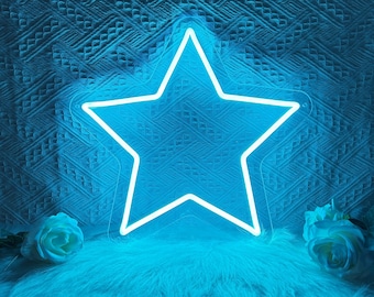 Star Neon Sign,LED Neon Star Sign,Star Led Light Up,LED Ice Blue Star Neon,Wall Kid Room Decoration Sign,Star Lover Gifts,Birthday Gifts