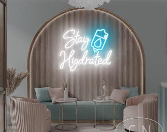 Stay Hydrated Neon Sign,IV Drip Therapy Neon Sign,Med Spa Salon Neon Sign,Drip Bar Neon Light,IV Injection Room Wall Decor