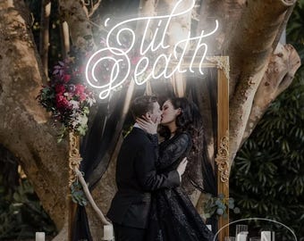 Bis zum Tod Leuchtreklame, Hochzeit bis zum Tod Leuchtreklame, Gothic Hochzeit Zeichen, Hochzeit Kulisse, Paar Geschenke