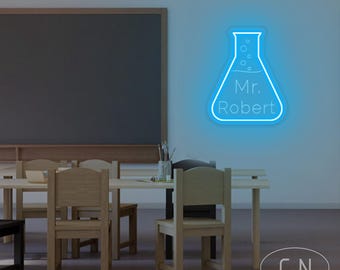 Benutzerdefinierte Lehrer Name Leuchtreklame Klassenzimmer Chemie Wand Dekor Wissenschaft Zeichen Klassenzimmer Leuchtreklame Wissenschaft Becher Zeichen Lehrer Geschenk