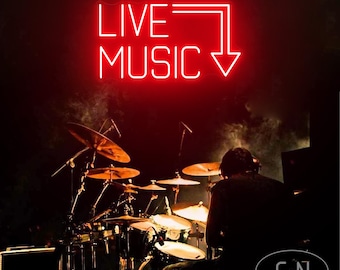 LIVE MUSIC Neon Sign Custom Music Studio Neon Light Sign Bar Nightclub Music Studio Wall Decor Living Room Decoration Music Wall Art