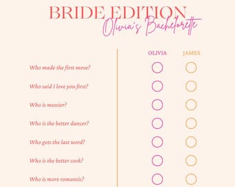 Juego de novias editable "Adivina Quién" – Canva – Tema melocotón y rosa