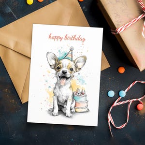 Tarjeta de cumpleaños imprimible para chihuahua: regalo de descarga instantánea para amantes de los perros. Ideal para papás y mamás de perros.
