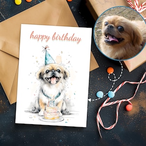 Custom Watercolor Dog Birthday Card: Personalized Pet Photo (Digital Download