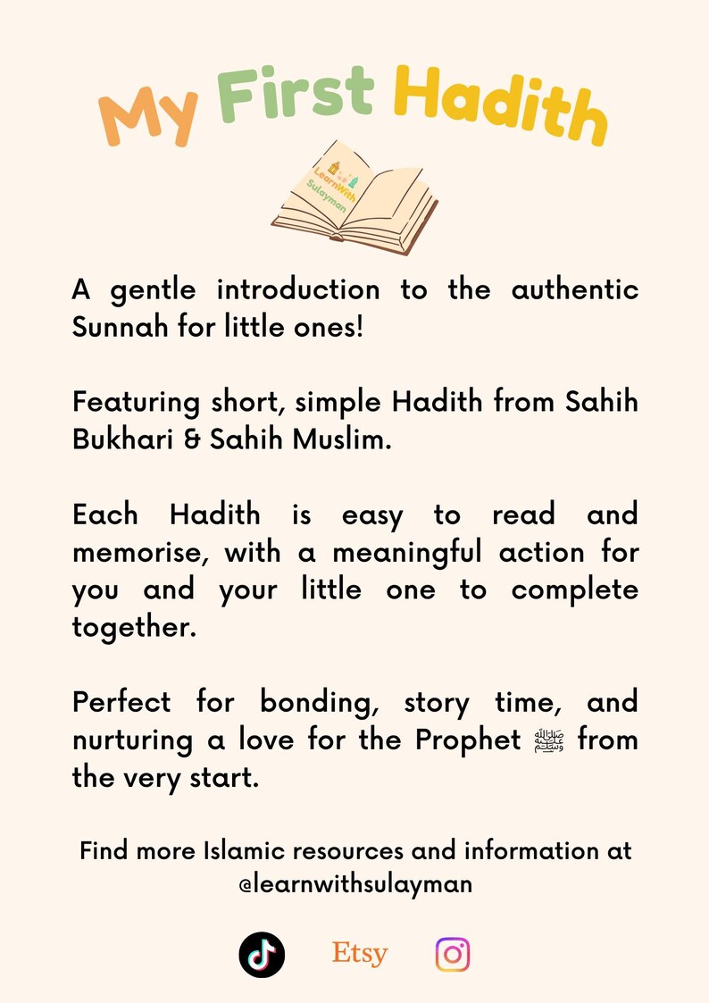 First Hadees Islamic Printable Booklet β My First Hadith, Muslim Learning (PDF) - Etsy
