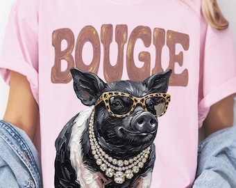 Bougie Pig Shirt, Hampshire Hog Graphic Tee, Glam Farm Animal Comfort Colors T-Shirt, Leopard Sunglasses, Funny Pig Lover Gift