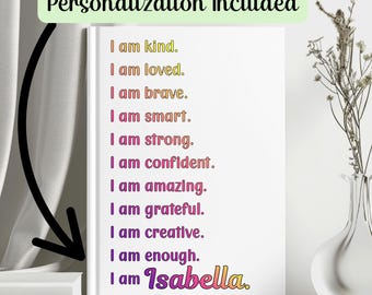 Diario personalizzato per ragazze, quaderno personalizzato per adolescenti, quaderno con copertina rigida con affermazioni positive, regalo per ragazze adolescenti