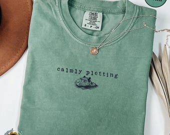 Comfort Colors Capybara Shirt, Calmy Plotting Meme, Sarcastic Tee