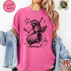 Skateboarding Raccoon T-Shirt, Y2K Grunge Punk Graphic Tee