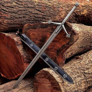 Handmade Damascus Steel Scottish Claymore Sword: Medieval Black Highland Sword