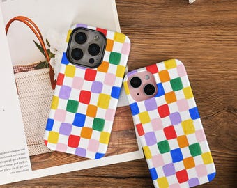 Colorful Grid Abstract Phone Case For iPhone 17/16/15/14/13/12 Pro Max iPhone 16 15 14Plus 13 12Mini X XS XR SE 16e iPhone 17Air 17Pro Cover