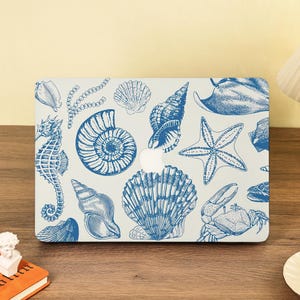 Blue Shell MacBook Case 2025 New Protective Case Laptop Cover for MacBook Pro 16 15 13 14 inch MacBook Air 15 13 11 M4 A3240 A3241 2025 M3