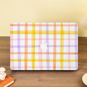 Einfache farbige Gitter MacBook Case Harte Schutzhülle für MacBook Air 15/13/11 Zoll 2025 Neu M4 M3 M2 M1 Macbook Pro 16/15/14/13 Zoll 2024