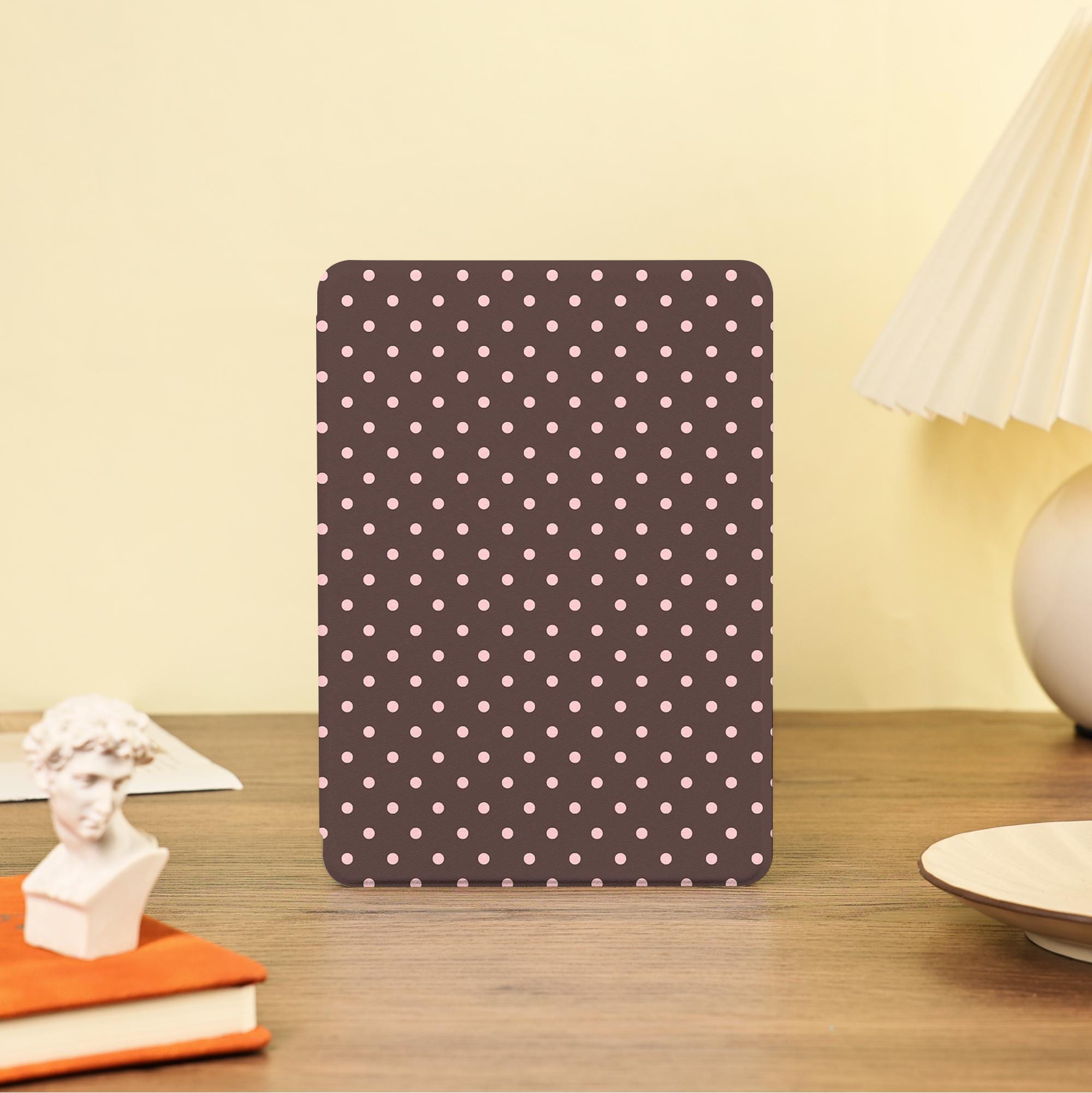 Brown Pink Dot Simple Kindle Case With Hand Strap for Kindle Paperwhite ...