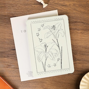 Lily Flower Sketches iPad Case with Pencil Holder For iPad 11/10/9/8 a16 2025 iPad Pro 9.7&quot; 11&quot; 12.9&quot; Air 7/6/5 13&quot; 11&quot; 10.5&quot; Mini 6/7 Cover