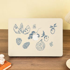 Simple Blue Sketches MacBook Hard Protective Case For Macbook Air 15/13/11 2025 M4 A3240 A3241 Macbook Pro 16/15/14/13 inch 2024 M3 M2 M1