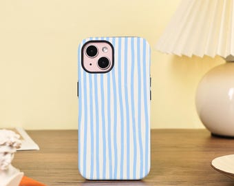 Blauwe Lijnen Eenvoudige Telefoon Case Cover Voor Nieuwe iPhone 17 Pro Max 17 Air 17 Pro 16/15/14/13/12 pro max 16 15 14 plus 16e 12/13 mini XS X XR SE