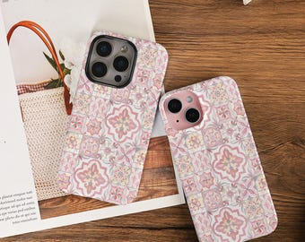 Pink Featured Pattern Phone Case Tough Cover For iPhone 16/15/14/13 Pro Max iPhone 16e iPhone 16/15/14 Plus iPhone 13 12 Mini X XS XR SE