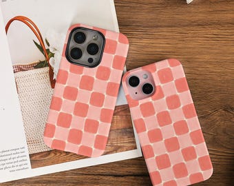 Roze raster eenvoudige leuke Telefoon Case Cover Voor Nieuwe iPhone 17 Pro Max 17 Air 17 Pro 16/15/14/13/12 pro max 16 15 14plus 16e 12/13 mini XS X XR SE
