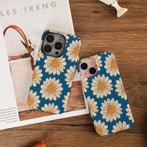Blue Flowers Phone Case Hard Tough/Slim Cover For iPhone 16e iPhone 16/15/14/13/12 Pro Max iPhone 16/15/14 Plus X XS XR SE iPhone 13 12 Mini