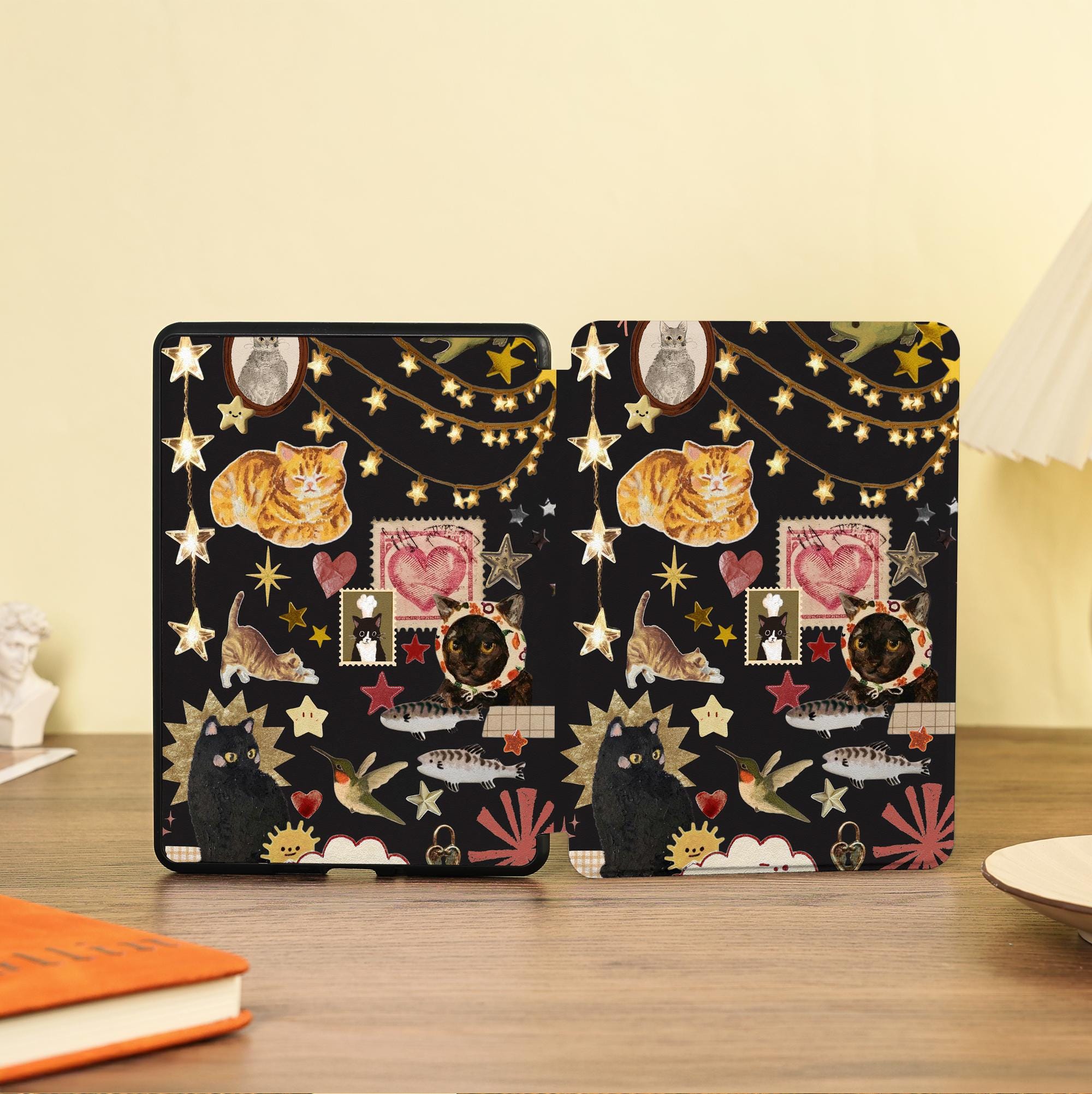 Retro Black Cute Cat Kindle Case With Hand Strap,kindle Paperwhite 12 ...