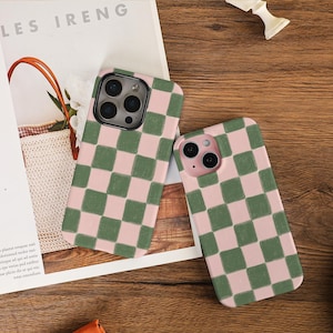 Pink And Green Grids Phone Case Cover For New iPhone 17 Pro Max 17 Air 17 Pro 16/15/14/13/12 pro max 16 15 14plus 16e 12/13 mini XS X XR SE