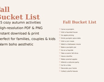 Fall Bucket List Printable - Fun Autumn Activities Checklist