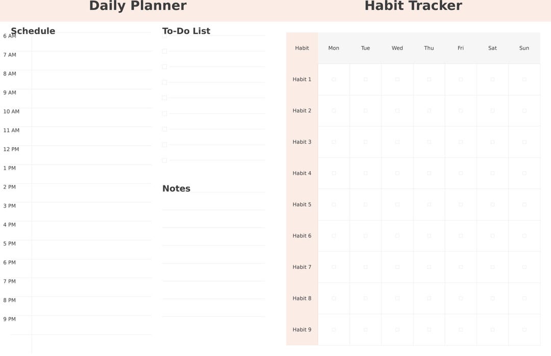 Daily Planner & Habit Tracker – Minimalist To-do List Template (digital ...