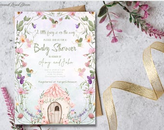 Invito per baby shower a tema fata incantata – Modello modificabile
