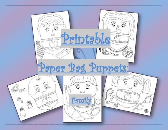 PDF PRINTABLE Paper Bag Puppets: Family W/ Accessories - Etsy