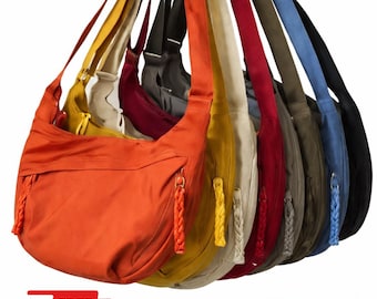 Borsa hobo leggera in nylon a forma di gnocco, borsa a tracolla minimalista