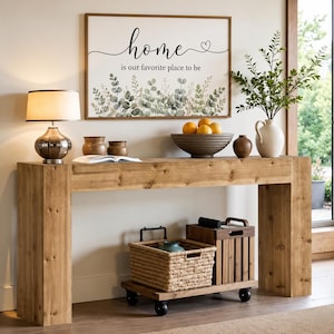 Waterfall Console Table for Entryway, Rustic Wooden Sofa Table,  Living Room. Enhance Home Decor