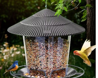 Outdoor Hanging Bird Feeder, Weatherproof Wild Bird Seed Station, Decorative Garden Patio Yard Accessory