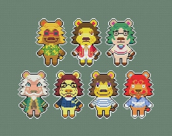 Lion Animal Crossing : modèle de point de croix à télécharger
