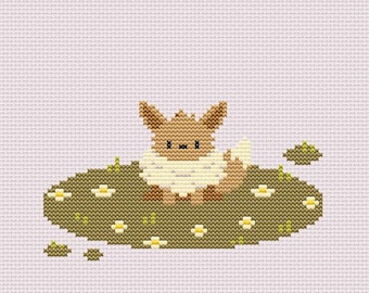 Modèle de point de croix Evoli Pokemon Eeveeloutions à télécharger