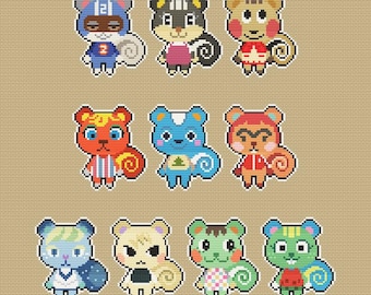 Écureuils - Partie A Animal Crossing Villager - Modèle de point de croix à télécharger en PDF