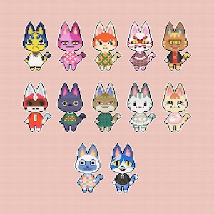 Cats Part A Animal Crossing Cross Stitch Pattern PDF Download
