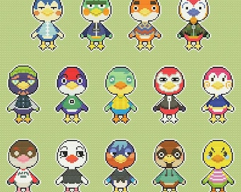 Oiseaux Animal Crossing : modèle de point de croix à télécharger