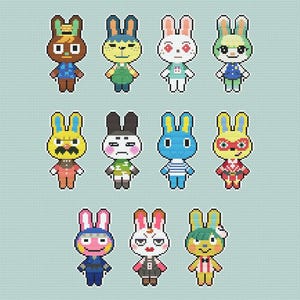Rabbits B Animal Crossing Cross Stitch Pattern PDF Download
