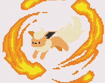 Modèle de point de croix Flareon Pokemon Eeveeloutions PDF à télécharger