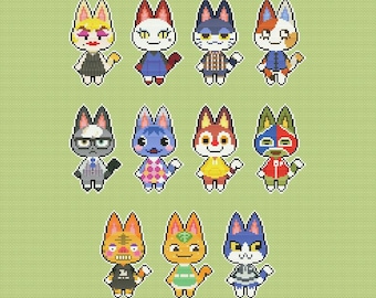 Chats, partie B, modèle de point de croix Animal Crossing à télécharger