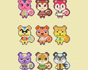 Écureuils, partie B - Modèle de point de croix Animal Crossing Villager - Télécharger le PDF