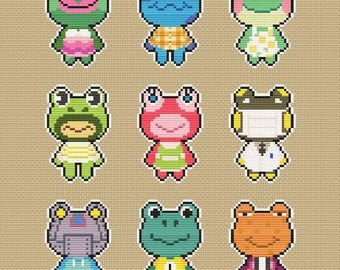 Grenouilles, partie B - Animal Crossing Villager - Modèle de point de croix - Télécharger le PDF