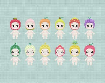 Modèle de point de croix série Sonny Angel Fruits à télécharger en format PDF